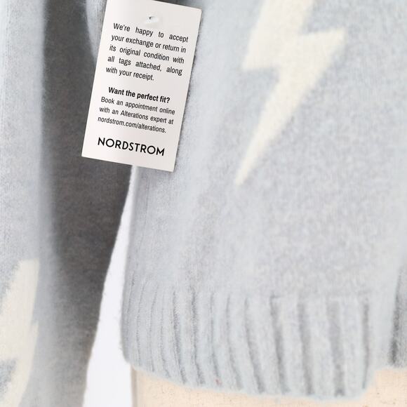 Rails Women Grey Cable Knit Lightning Bolt Perci Relaxed Crewneck Sweater Size S - Picture 4 of 6